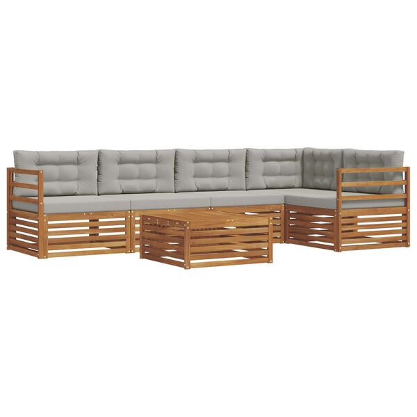 vidaXL Utomhussoffset 6 pcs Naturlig och Ljus Gr&aring; Massivt Akaciatr&auml;