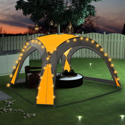 vidaXL Partytält med LED och 4 sidoväggar 3,6x3,6x2,3 m gul