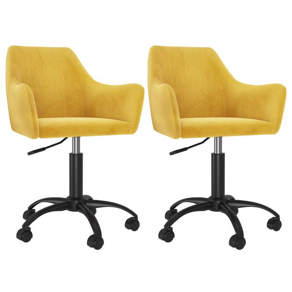 vidaXL Snurrbara matstolar 2 st senapsgul sammet