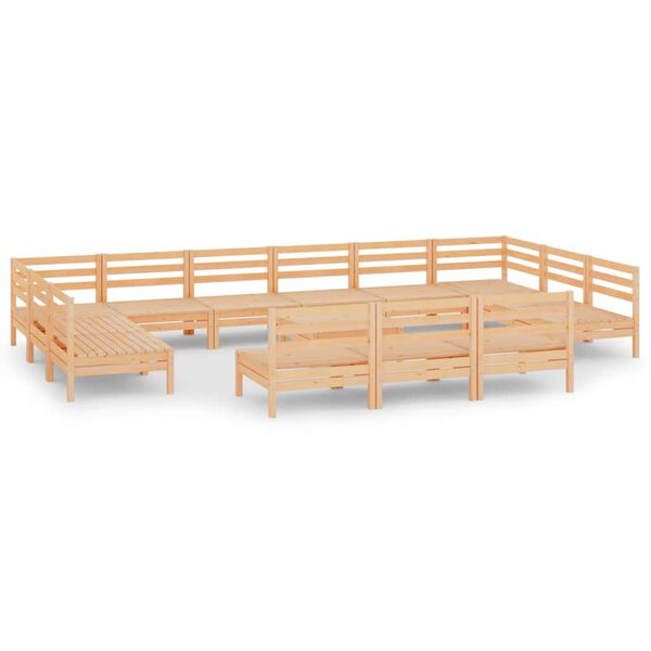 vidaXL Loungegrupp f&ouml;r tr&auml;dg&aring;rden 14 delar massiv furu