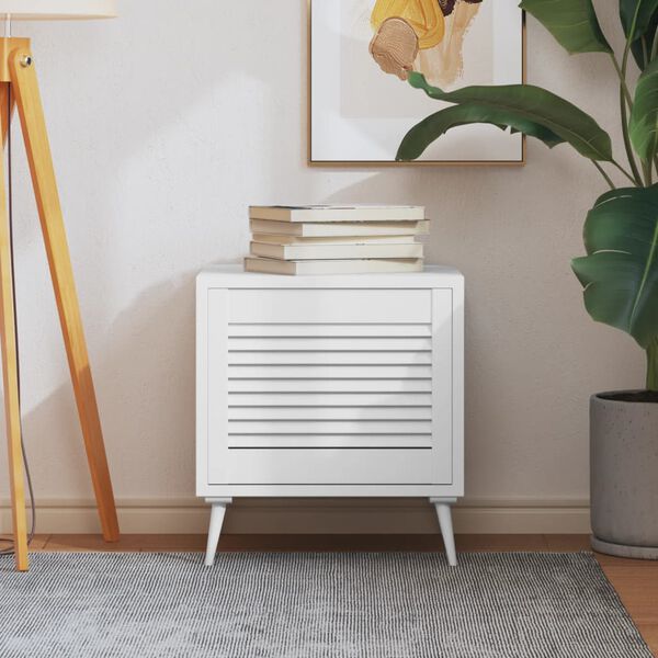 vidaXL Skåplucka lamelldesign vit 39,5x49,4 cm massiv furu