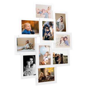 vidaXL Fotoram f&ouml;r 10x(10x15 cm) bilder vit MDF