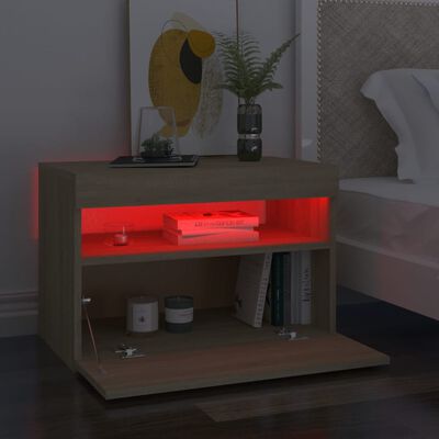 vidaXL Sängbord med LED-belysning 2 st sonoma-ek 60x35x40 cm