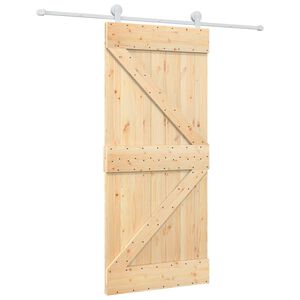 vidaXL Skjutd&ouml;rr 90 x 210 cm Massiv furu Naturlig och vit