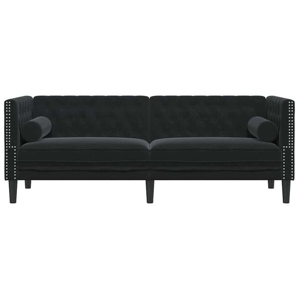 vidaXL Soffa Svart 194 x 74,5 x 70,5 cm Sammet