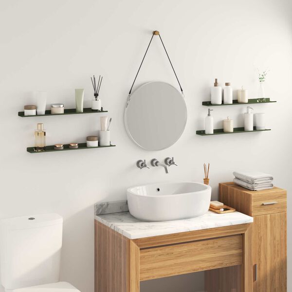 vidaXL Flytande hylla V&auml;ggmonterad 4 pcs Olivgr&ouml;n 60 x 9 x 2,5 cm St&aring;l