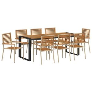 vidaXL Tr&auml;dg&aring;rdsm&ouml;belset 9 st Beige och brun konstrotting