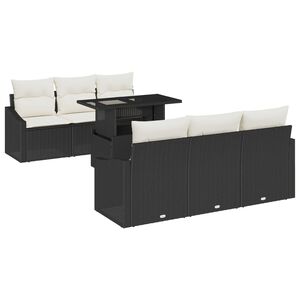 vidaXL Tr&auml;dg&aring;rdsoffset med kudde med lagring 7 pcs Svart konstrotting