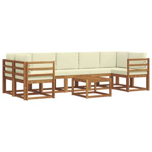vidaXL Utomhussoffset med kudde 8 pcs Naturlig och Gr&auml;dde