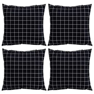 vidaXL Spridda Kuddar 4 st Polyester Tyg Svart Rutigt 50 x 50 cm