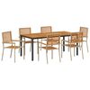 vidaXL Tr&auml;dg&aring;rdsm&ouml;belset 7 pcs Beige och brun konstrotting