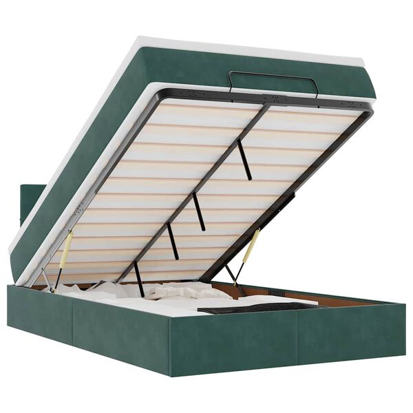 vidaXL Ottoman sängram med madrass mörkgrön 120x200 cm sammet
