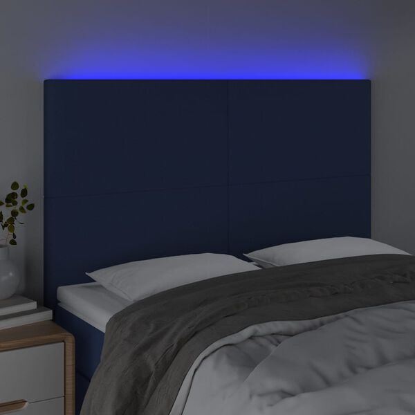 vidaXL S&auml;nggavel LED bl&aring; 144x5x118/128 cm tyg
