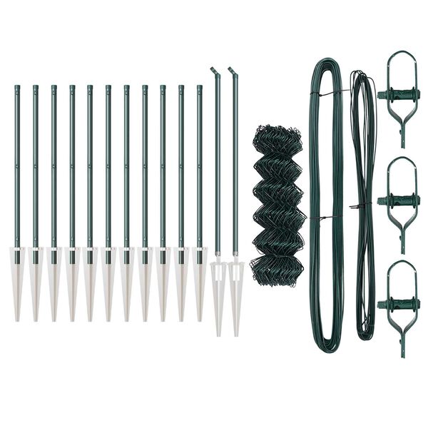 vidaXL Kedjestängsel med stolpar Grön 0.8 x 25 m Stål