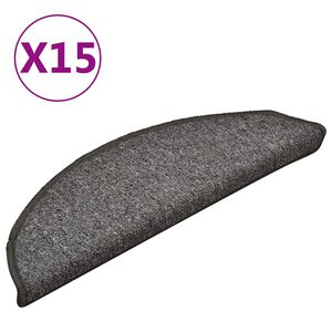 vidaXL Trappmattor 15 st 56x17x3 cm gr&aring; och svart halvrunda