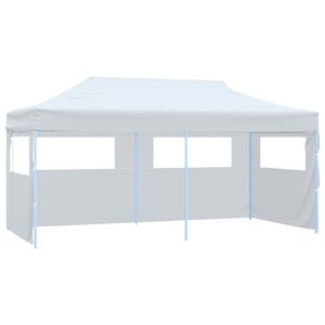 vidaXL Pop-Up hopf&auml;llbart partyt&auml;lt med sidov&auml;ggar 3x6 m st&aring;l vit