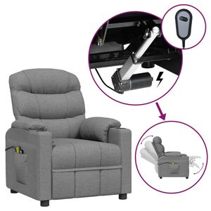vidaXL Elektrisk massagef&aring;t&ouml;lj ljusgr&aring; tyg