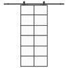 vidaXL Skjutd&ouml;rr med beslag svart 90x205 cm ESG-glas