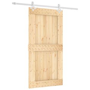vidaXL Skjutd&ouml;rr Naturlig och vit 100 x 210 cm Massiv furutr&auml;d&ouml;rr
