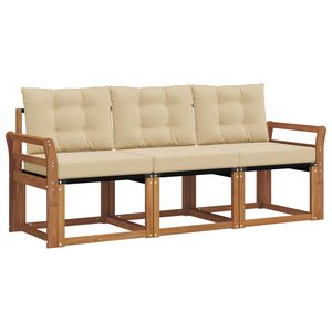 vidaXL Utomhussoffset med kudde 3 pcs Naturlig och Beige