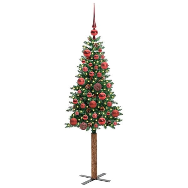 vidaXL Smal julgran med 150 LED-lampor Grön 150 cm PVC och solid furu