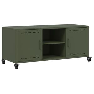 vidaXL TV-b&auml;nk olivgr&ouml;n 100,5x39x43,5 cm st&aring;l