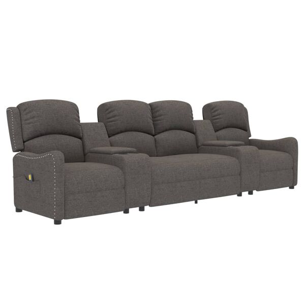vidaXL Massagefåtölj med kopphållare 4-sits ljusgrå tyg