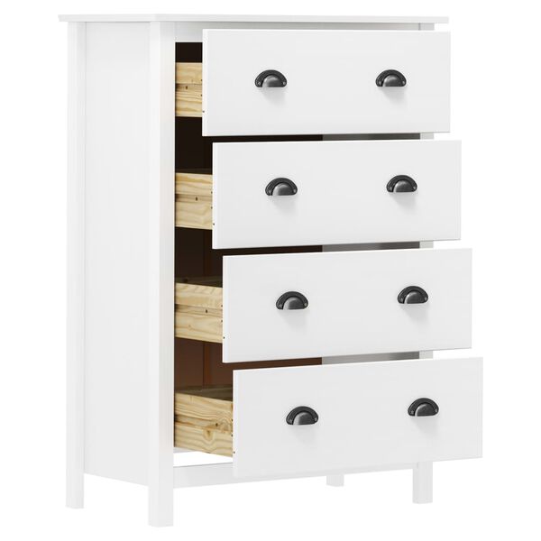 vidaXL Skänk Hill med 4 lådor 79x40x110 cm massiv furu