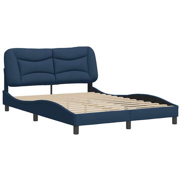 vidaXL Bed Frame without Mattress "Hvar" Blue 140x190 cm Fabric