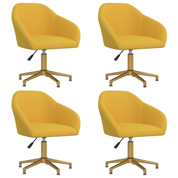 vidaXL Snurrbara matstolar 4 st gul sammet