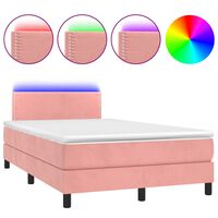 vidaXL Ramsäng med madrass & LED rosa 120x190 cm sammet