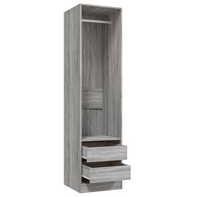 vidaXL Garderob med lådor grå sonoma 50x50x200 cm konstruerat trä