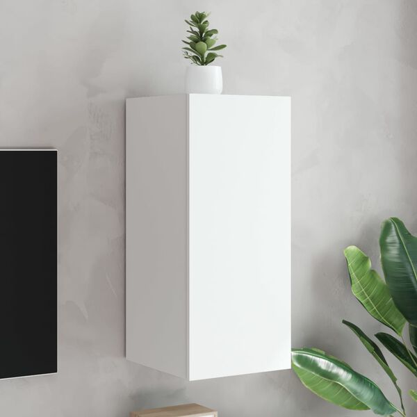 vidaXL V&auml;ggmonterad tv-b&auml;nk LED vit 30,5x35x70 cm