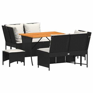 vidaXL Loungegrupp f&ouml;r tr&auml;dg&aring;rden med dynor 5 delar svart konstrotting