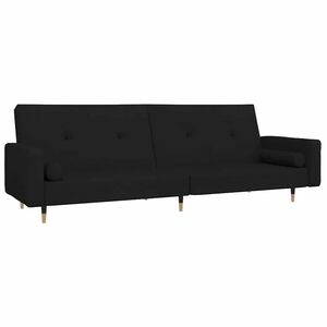 vidaXL B&auml;ddsoffa 2-sits med tv&aring; kuddar svart sammet