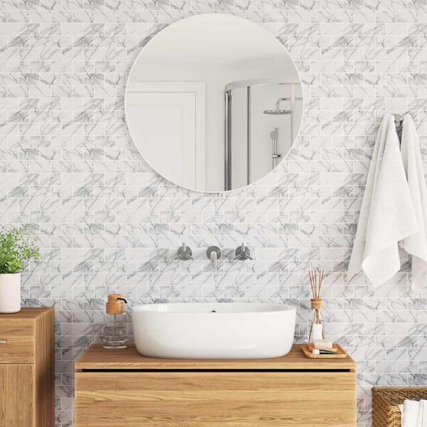 vidaXL Subwaytile 20 pcs Vit marmor 30,5 x 30,5 cm Polyuretan och PET