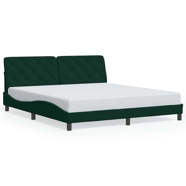 vidaXL Bed Frame without Mattress Dark Green 180x200 cm Velvet