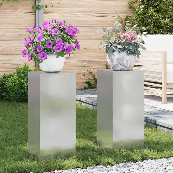 vidaXL V&auml;xtst&auml;ll 2 pcs Silver 24 x 24 x 55 cm Rostfritt st&aring;l