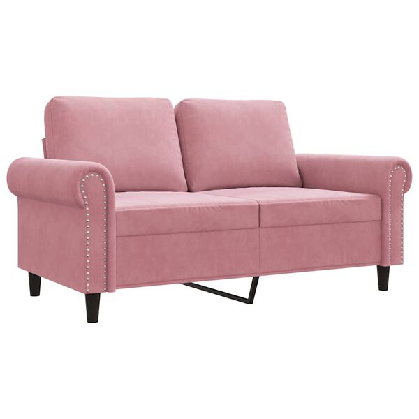 vidaXL Soffa 2-sits rosa 120 cm sammet