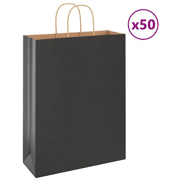 vidaXL Pappersp&aring;sar 50 st med handtag svart 32x12x42 cm
