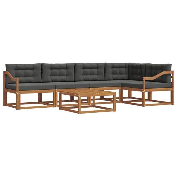 vidaXL Utomhussoffset med kudde 6 pcs Naturlig och Antracit