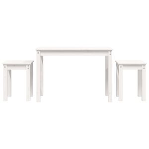 vidaXL Satsbord 3 st vit massiv furu