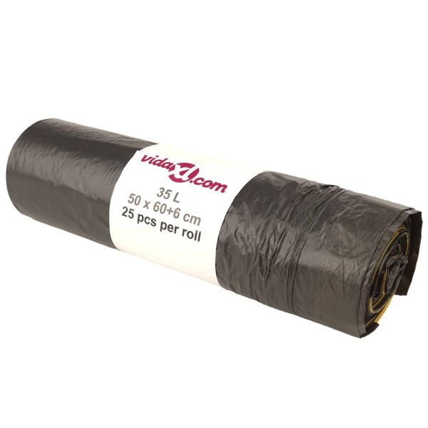 vidaXL Avfallspåsar med dragsnöre 250 st svart 35 L