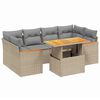 vidaXL Matgrupp f&ouml;r tr&auml;dg&aring;rden med dynor 7 delar beige konstrotting