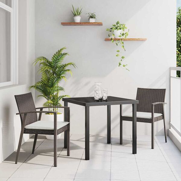 vidaXL Tr&auml;dg&aring;rdsm&ouml;belset 3 pcs Brun och svart PE Rattan