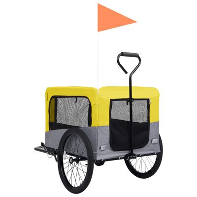 vidaXL Cykelvagn för husdjur och joggingvagn 2-i-1 gul och grå