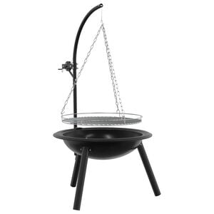 vidaXL Eldstad med justerbart grillgaller ⌀55,5 x 107,5 cm St&aring;l Svart