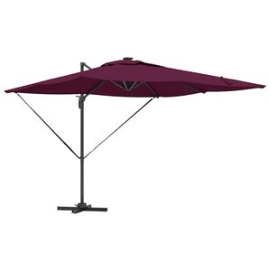 vidaXL Parasoll med LED -remsljus Bordeaux R&ouml;d 286 x 284 x 270 cm
