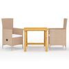 vidaXL Matgrupp f&ouml;r tr&auml;dg&aring;rden 3 delar beige