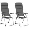 vidaXL Campingstolar 2 st gr&aring; 58x69x111 cm aluminium